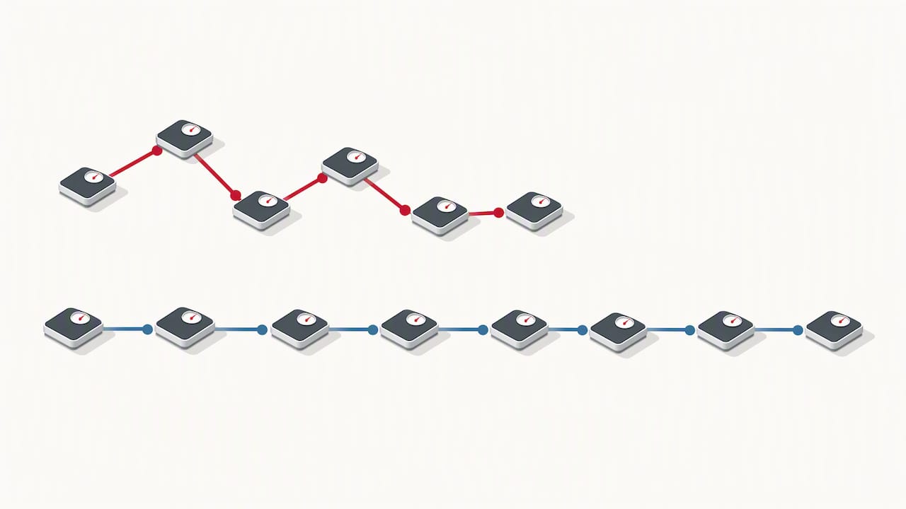 Illustration contrasting fluctuations and plateau