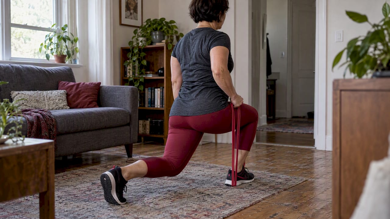 Woman performing controlled resistance training